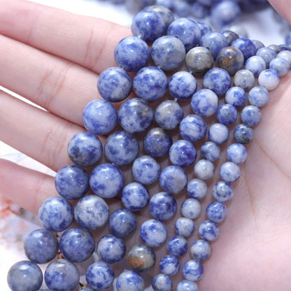Filluck Natural Stone Beads 8mm Bule Sodalite Polished Round Smooth Gemstone Beads for Jewelry Making 15 Inch(Bule Sodalite,8mm)