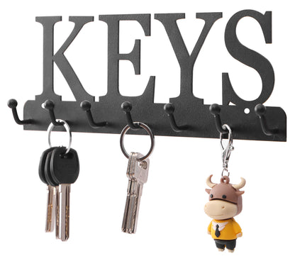 Lixgifts Key Holder Wall Mounted Key Hooks for Wall Decorative with 7 Hooks Black Metal Key Organizer Rack Hanger for Entryway, Front Door, Hallway, Office 10X3.7 inches