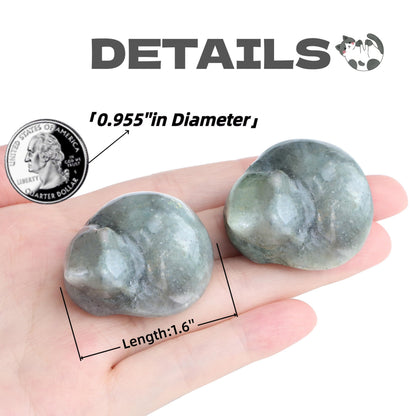 QINJIEJIE Cat Decor Statue White Labradorite Crystal Healing Stone Figurine Decor Polished Gemstones Cute Kitten Gifts Stocking Stuffers Home Office Desk Decor Cats Gifts for Cat Lover 1.6"
