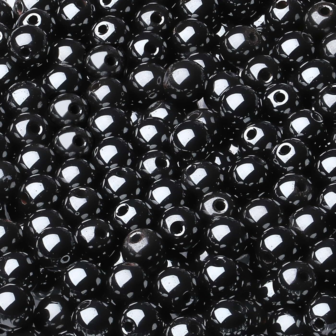 LAIDANLA Black Hematite 8mm Natural Stone Beads Round Loose Gemstone Stone Beads for DIY Bracelet Necklace Earrings Jewelry Making Polishing Genuine Real Beading Crystal 96PCS 2 Strand 32"