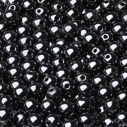LAIDANLA Black Hematite 8mm Natural Stone Beads Round Loose Gemstone Stone Beads for DIY Bracelet Necklace Earrings Jewelry Making Polishing Genuine Real Beading Crystal 96PCS 2 Strand 32"