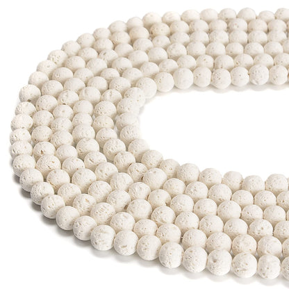 jodaying 10mm White Lava Round Chakra Beads Natural Gematone Loose Beads for Jewelry Making DIY 1 Strand 15"