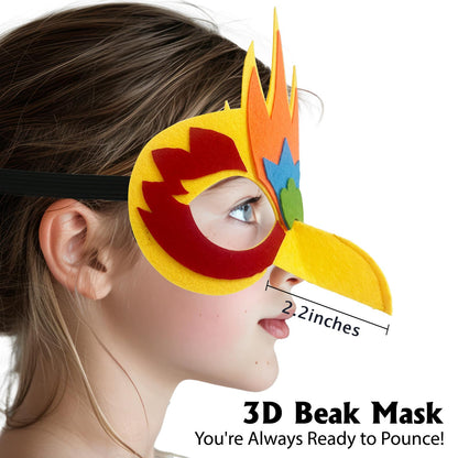 iROLEWIN Double-Sided Bird-Wings-Costume for Kids Parrot-Costume 3D Bird Mask as Toddler Dress-Up Animal Birthday Gifts Toy