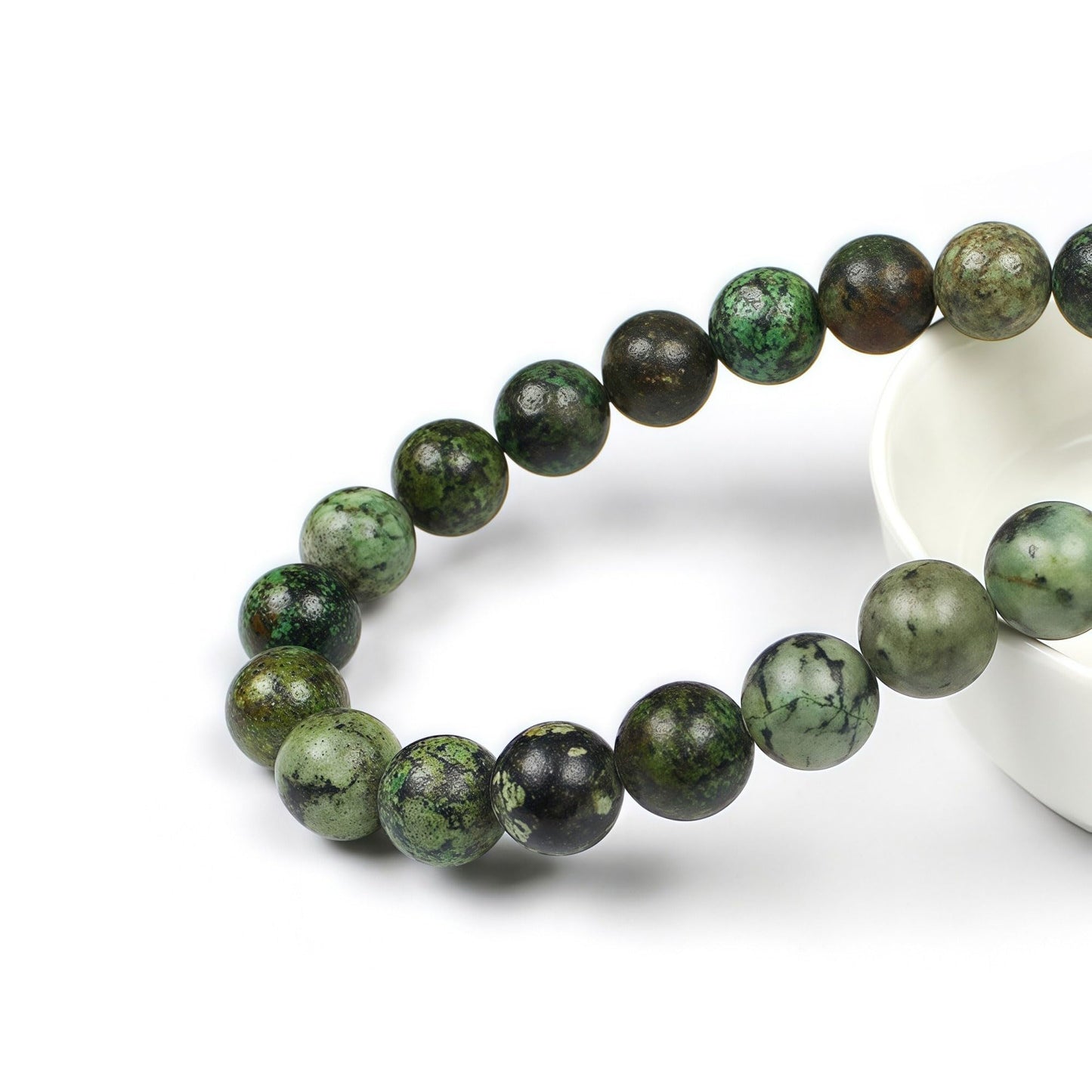 MJDCB Natural African Turquoise Beads Round Loose Stone Beads for Jewelry Making DIY Bracelet Necklace Accessory 15" (10mm)