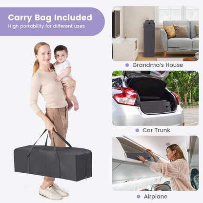 Costzon 3 in 1 Pack and Play with Bassinet, Portable Baby Playard with Changing Table, Music Box, Whirling Toys, Wheels/Brake, Basket, Foldable Infant Bassinet Crib for Baby Toddlers Indoor Outdoor