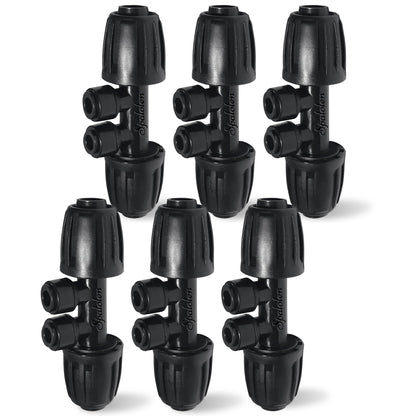 6 Pack 1/2'' to 1/4'' Drip Irrigation Fittings, Push-to-Connect 4 Way Drip Irrigation Part Barbed Tee Connectors, Anti-Leak Locked Splitter Fitting for 1/2" Irrigation Tubing (0.6''-0.67''OD)