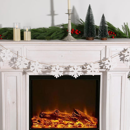 Christmas Decorations- Wooden Snowflake Garland -Rustic Snowflake Xmas Ornaments Banner for Home Party Fireplace Mantle Windows Shelf Wall Decor