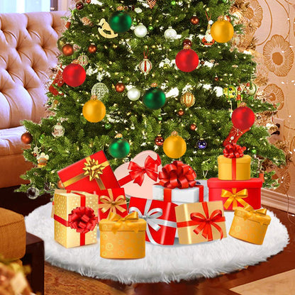 Konsait Plush Christmas Tree Skirt - Round Snow White Xmas Tree Mat Base Cover for Holiday Home Decorations,31Inch/78CM
