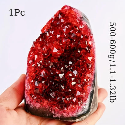 CrystalHola 200-700g Selected Raw Geode Quartz Cluster Home Feng Shui Ornaments Energy Stone Healing Tools Meditation Feng Shui Decoration,Stone Display Piece, Mineral Specimen (Claret, 500-600g)