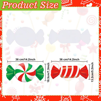 Sawysine 24 Pieces Christmas Candy Outdoor Lawn Yard Sign Yard Stakes Christmas Holiday Garden Decor with Waterproof Corrugated Cardboard for Xmas Pathway Walkway Decorations (Candy Style)