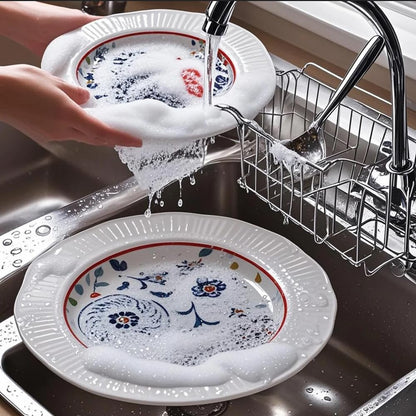9 Inch Floral Porcelain Plates,Unique Embossed Flower Shape,Microwave & Dishwasher Safe, Artisan Hand-Painted Design for Steak,Salad,Dessert,Home & Restaurant Use
