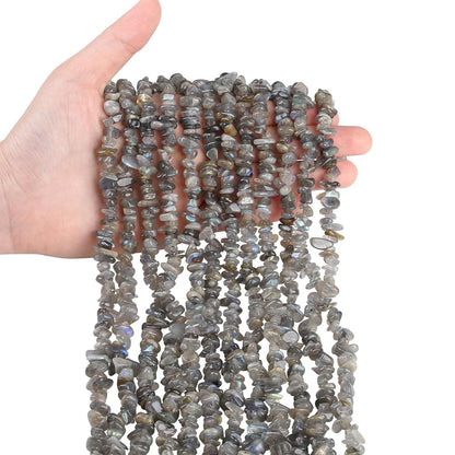 Natural Chip Stone Beads 450pcs Labradorite Chips 5-8mm Genuine Real Irregular Healing Crystal Rocks Hole Drilled DIY Loose Gemstone Beads for Jewelry Making Bracelet Earrings Necklace Crafting