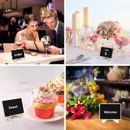 30 Pack Mini Chalkboard Signs, Food Labels for Party Buffet, Small Wooden Chalk Board Signs with Easel Stand & Markers, Reusable, Zero Residue Place Cards for Table Setting or Numbers, Outdoor Indoor
