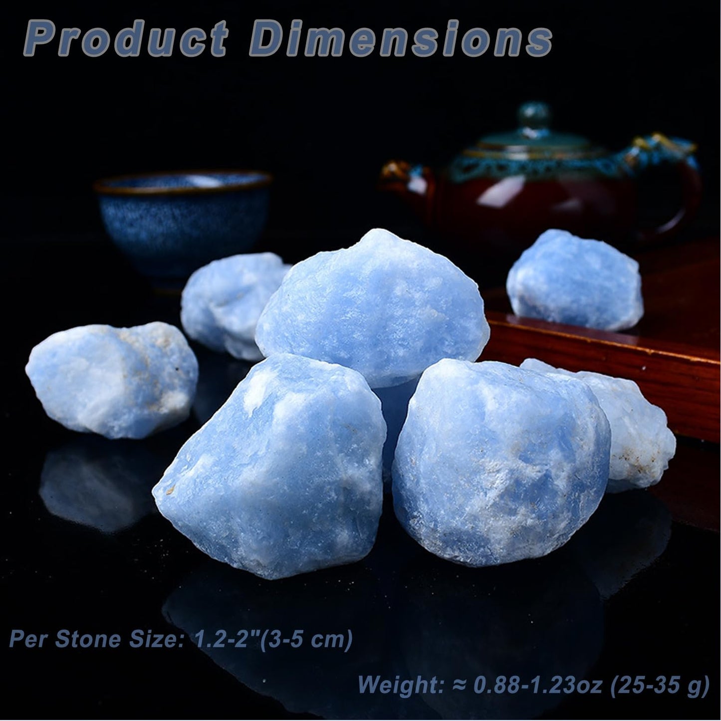 Erliway 1.25-2" Blue Calcite Raw Stone and Healing Crystals, Natural Rough Stone for Tumbling, Cabbing, Fountain Rocks, Decoration, Raw Crystal and Healing Stones for Polishing, Wicca & Reiki