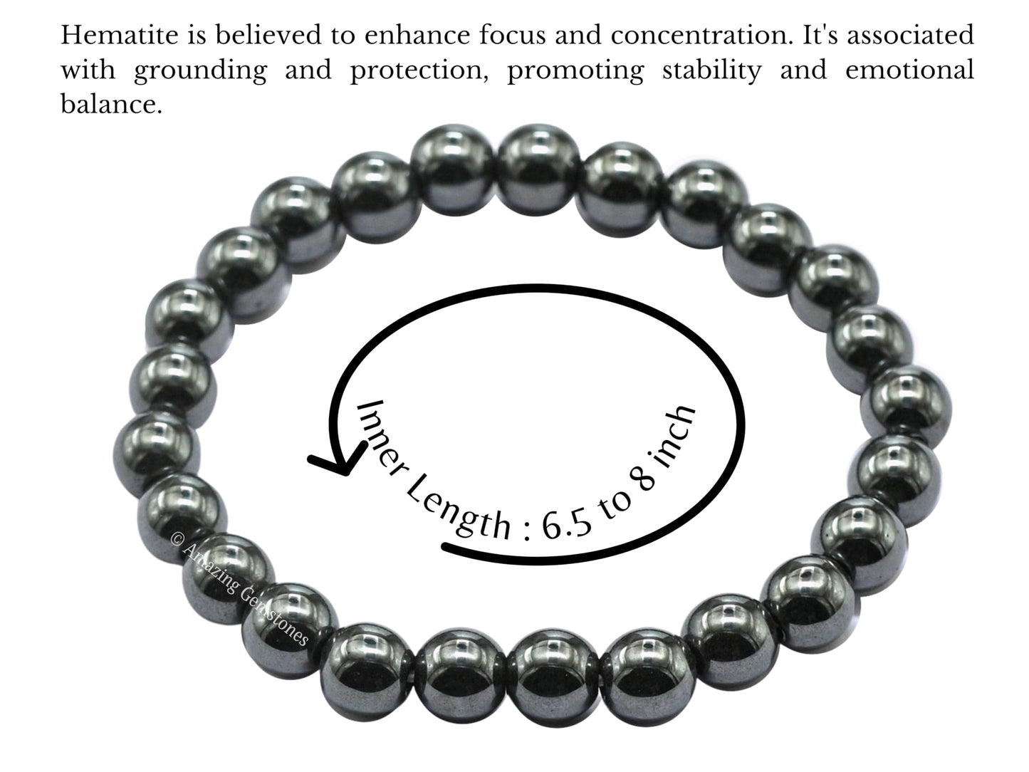 Amazing Gemstone Crystal Bracelet for Women Men's Gifts - Protection Healing Crystal Bracelet - 8mm Gemstone Beaded Stretchable Bracelet Pulseras Para Hombres Mujer Stocking Stuffers Mothers Day Gift (Hematite)