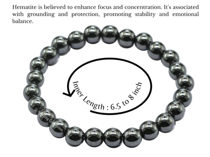 Amazing Gemstone Crystal Bracelet for Women Men's Gifts - Protection Healing Crystal Bracelet - 8mm Gemstone Beaded Stretchable Bracelet Pulseras Para Hombres Mujer Stocking Stuffers Mothers Day Gift (Hematite)