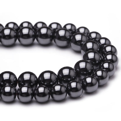 Chicager Natural Stone Beads for Jewelry Making,8mm Hematite Polished Smooth Round Gemstone Beads for Bracelet Necklace 15 Inch