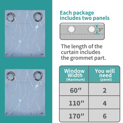 BGment Room Darkening Curtains 63 Inches Long, Grommet Thermal Insulated Blackout Curtains with Wave Line and Dots Printed for Bedroom, 2 Panels, Each 42 x 63 Inch, Light Blue