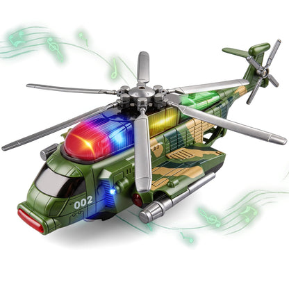 victob Helicopter Military Toy - Airplane with Lights and Music, Bump and Go Airplane Toys for Toddlers Boys Girls 3 4 5 6 7 8 Years Old, Easter Birthday Gift Toy for Kids