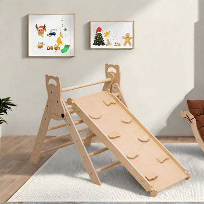 INNOPLAY Large Foldable Toddler Climbing Toys Indoor Jungle Gym, Pikler Triangle Set with Cushion, S-lide and Arch, 7-in-1 Montessori Climbing Set(1.5-6yrs)