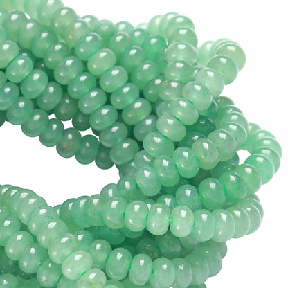 5x8mm 76pcs Natural Stone Green Aventurine Rondelle Spacer Loose Beads Abacus Disk Stone Round Loose Gemstone Beads for Jewelry Making DIY Bracelet Necklace
