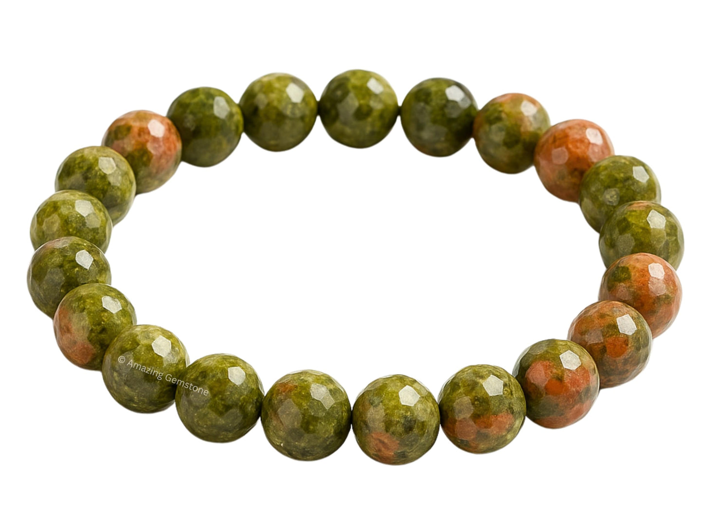 Amazing Gemstone Unakite Bracelet for Women - Chakra Mens Bracelet Protection Crystals and Healing Stones - Blessing Spiritual Meditation Stocking Stuffers (Faceted Beaded Bracelet)