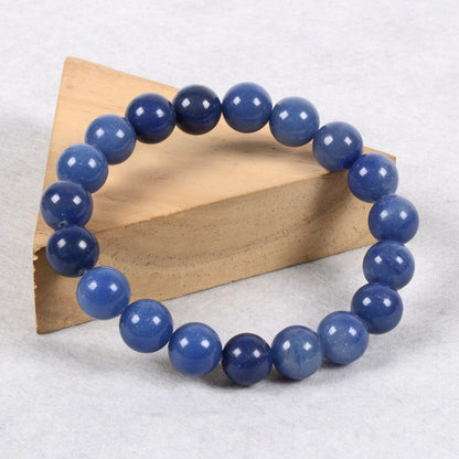 Justinstones Natural Blue Aventurine Gemstone 10mm Round Beads Stretch Bracelet 7 Inch Unisex