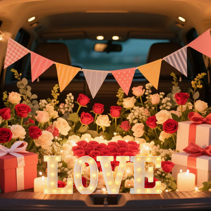 Light Up Letters, LED Letter Lights 26 Alphabet, Diamond Bulb Marquee Light Up Letters, Lighted Letter Sign Night Light for Home Party Wedding Birthday Graduation Decor-Q