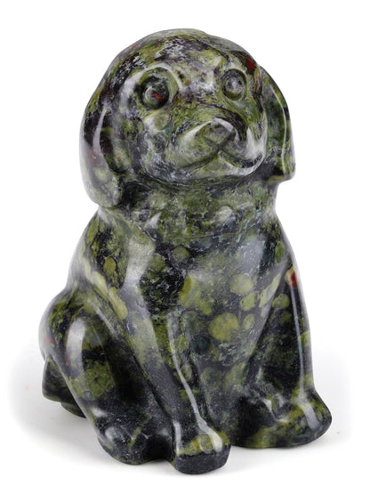 CrystalTears Dragon Bloodstone Crystal Dog Ornament, Cute Dogs Gifts for Women Dog Lovers Men Christmas, 1.5” Lucky Healing Gemstone Labrador Dogs Puppy Figurine Statue for Home Office Desk Decor