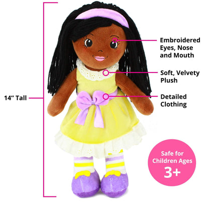 Playtime by Eimmie 14" Soft Baby Doll for Girls (Kaylie) - Plush Rag Doll for Toddlers & Infants, Washable Stuffed Toy with Sensory Fabric Body - Great for Baby Showers, Birthdays & Special Occasions