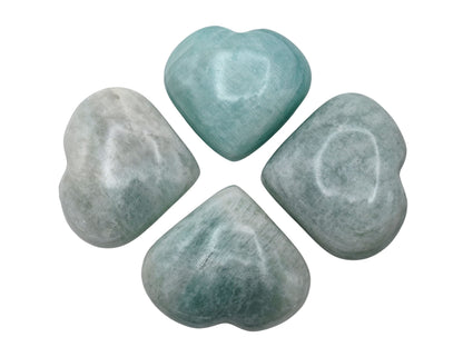 Amazing Gemstone Amazonite Crystal Heart Palm Stone - Pocket Massage Worry Stone for Natural Body Chakra Balancing, Reiki Healing and Crystal Grid