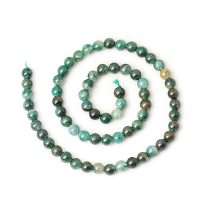 CHEAVIAN 60PCS 6mm Natural Green Mica Gemstone Smooth Surface Round Loose Beads for Jewelry Making 1 String 15 Inches