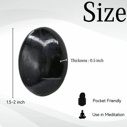 Black Tourmaline Crystals and Healing Stones - Large Palm Stone Crystals Piedra - Crystal for Good Luck, Positive Energy, Meditation - Unique Stocking Stuffers and Birthday Gifts for Women, Men