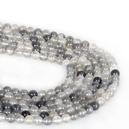 ICAI Beads（Cloudy Quartz Crystals） Natural Stone Gemstone Round Loose Beads Crystal Energy Stone Healing Power for Jewelry Making DIY,1 Strand 46-48pcs（8mm）