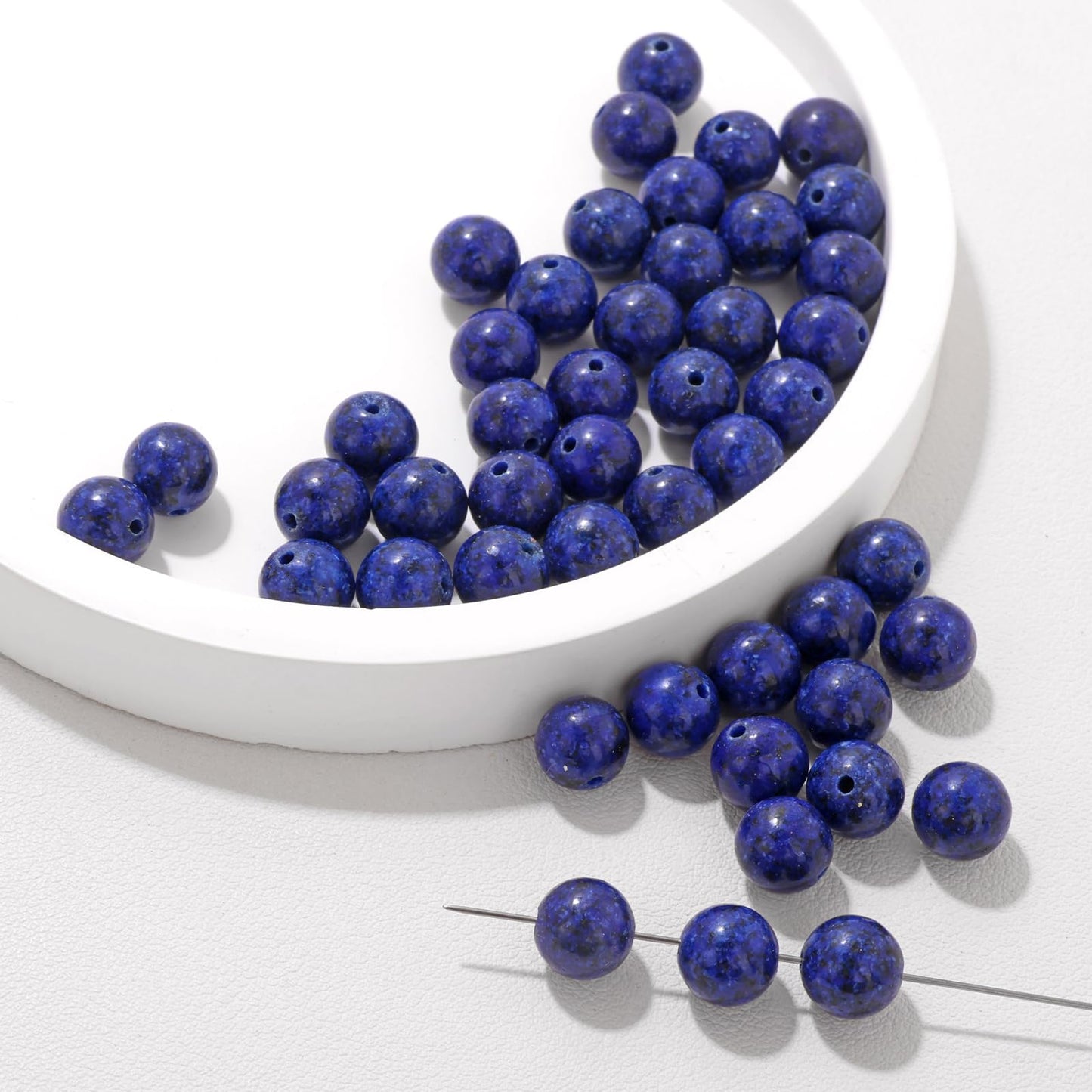 Risyfjew 100PCS 8mm Natural Lapis Lazuli Beads Gemstone Round Loose Beads for Jewelry Making Chakra Crystal Stone Beads for Bracelets Necklace Earrings Making Supplies (100pcs/Strand)