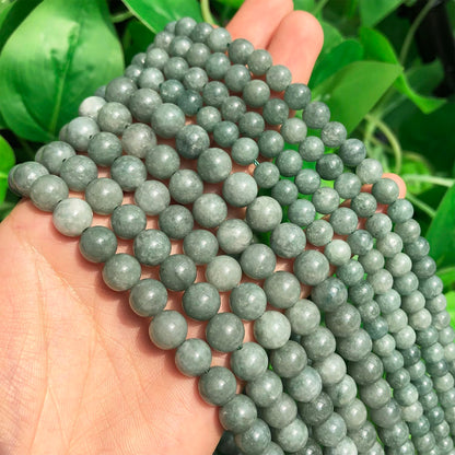 Yochus 45pcs Burmese Jade Beads，8mm Healing Power Natural Stone Round Loose Gemstone Beads for Jewelry Making Earring Necklace DIY Crafts