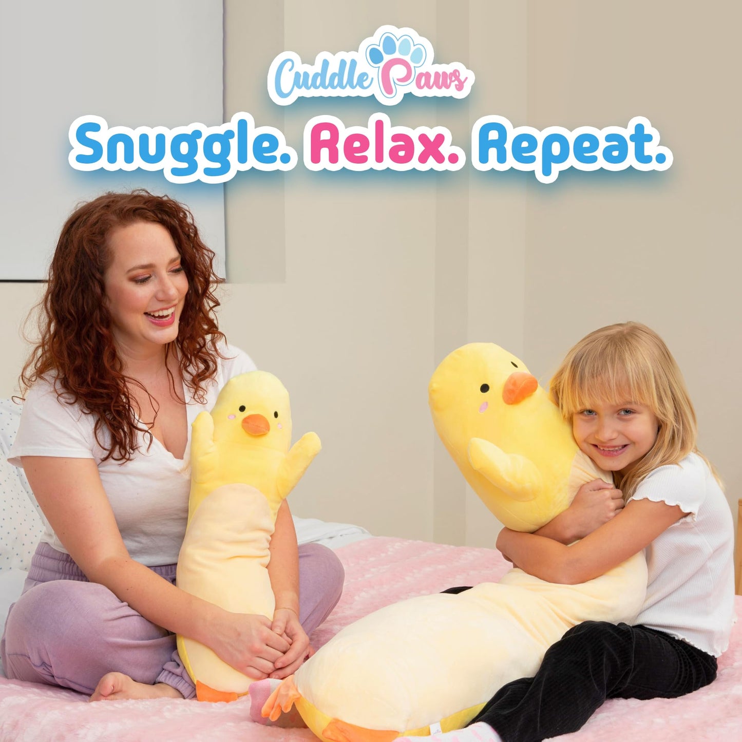 Cuddle Paws Duck Plush Body Pillow for Kids | Long Stuffed Animal Cuddle Pillow | Soft Hugging Toy | Plushie Gift for Girls & Boys | Long Plush Body Pillow for Sleep & Comfort | Medium, 35 Inches