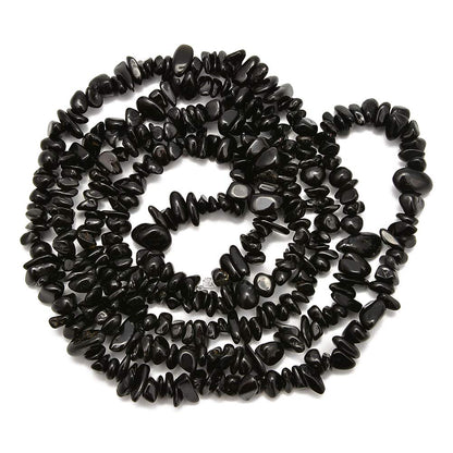 PLTbeads Gemstone Chips Natural Black Tourmaline 3-5mm Healing Crystals Waist Bracelets Necklace Kit Irregular Stone DIY Crafts Design Jewelry Making Approxi 32 inch