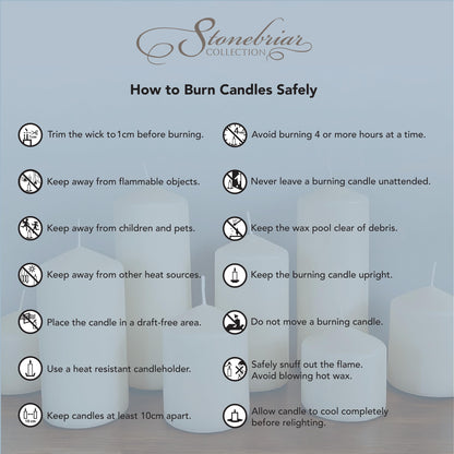 Stonebriar Unscented Pillar Candles – 65 Hour Burn Time, Long-Lasting Wax Candles for Weddings, Holidays, Home Décor & Special Events, Pack of 6, Ivory, 3" x 6"