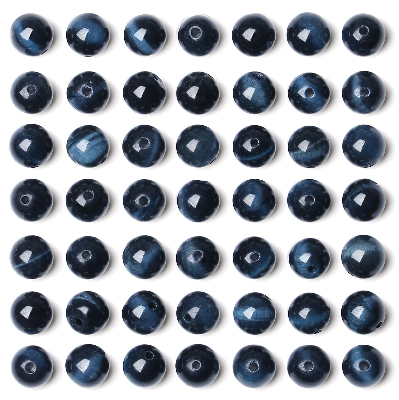 QINJIEJIE 60PCS Blue Sapphire Tiger Eye Beads 8mm Stone Beads Round Loose Gemstone Bead for Bracelet Beading Crystal Jewelry Making DIY Necklace Earrings 0.32"