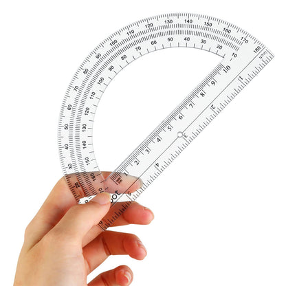 EBOOT 24 Pack Plastic Protractors Math Protractor 180 Degrees 6 Inch (Clear)