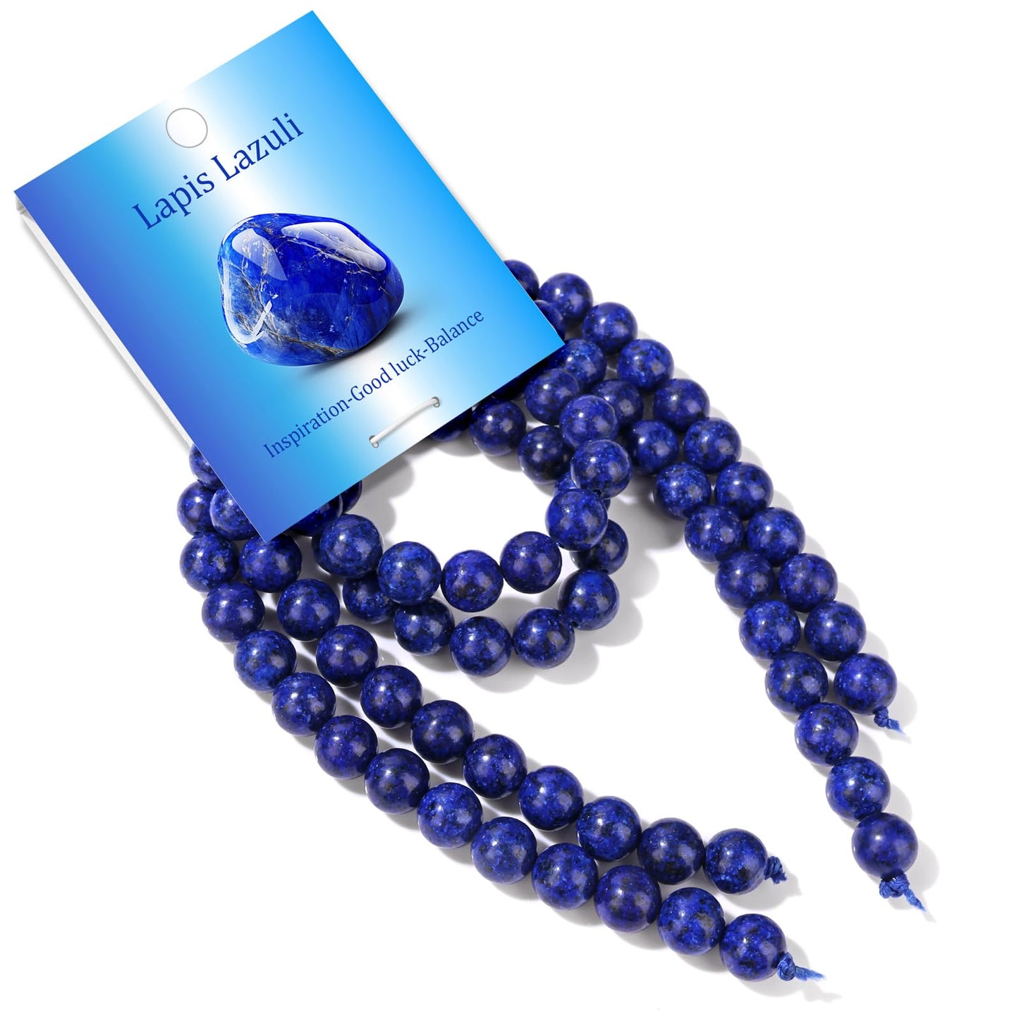 Risyfjew 100PCS 8mm Natural Lapis Lazuli Beads Gemstone Round Loose Beads for Jewelry Making Chakra Crystal Stone Beads for Bracelets Necklace Earrings Making Supplies (100pcs/Strand)