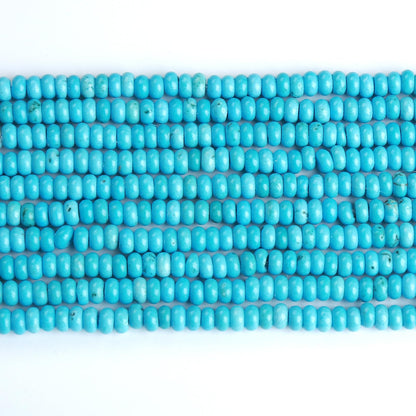 150PCS 2x4mm Natural Blue Turquoise Stone Rondelle Beads Abacus Disk Stone Beads Round Loose Spacer Gemstone Beads for DIY Bracelet Necklace Jewelry Making