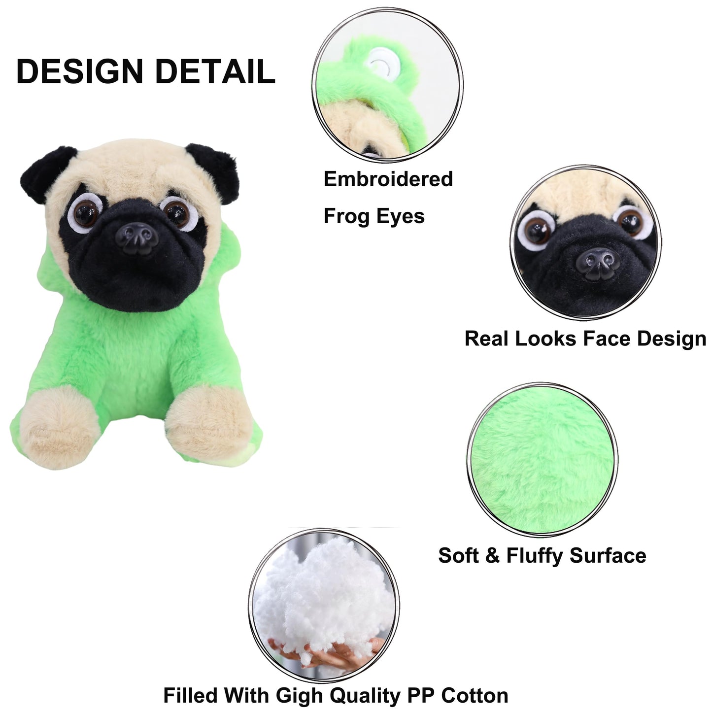 CASAGOOD Pug Frog Stuffed Animal Dog Wearing Frog Costume Plushies Pug Puppy Dressed as Green Froggy Funny Plush Toys Stuffed Puppy Animals for Kids and Lovers 12 Inch
