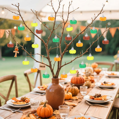 TaoQ C 40 PCS Mini Hanging Pumpkin Decoration Thanksgiving Mini Pumpkin Ornament Fall Small Hanging Acrylic Ornaments for Tree Home Autumn Harvest Party Thanksgiving Decor