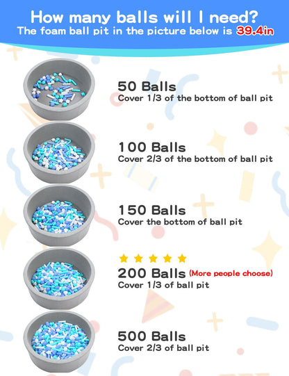 STARBOLO 500pcs Ball Pit Balls for Toddlers - Macaron Ball Pit Balls Crush Proof Plastic Toy Balls for Toddlers Ball Pits, Ball Pit Play Tent, Baby Pool Water Toys,500pcs(Blue,Green,White)
