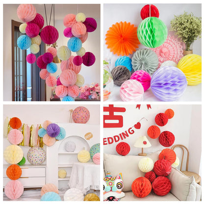 GAKA 12Pcs Green Hanging Honeycomb Balls Decorations, Tissue Paper Pom Poms for Wedding Birthday Party Decor(6" 10")