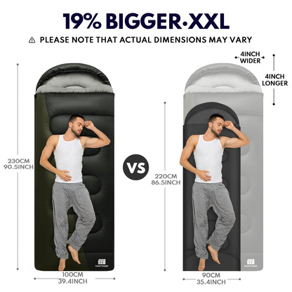 TANSTRIDER XXL Winter Sleeping Bags for Adults Cold Weather,Camping Sleeping Bag for Kids with Compression Sack,4 Season Camping Essentials Gear for Hiking,Traveling,Outdoor,Backpacking,Climbing
