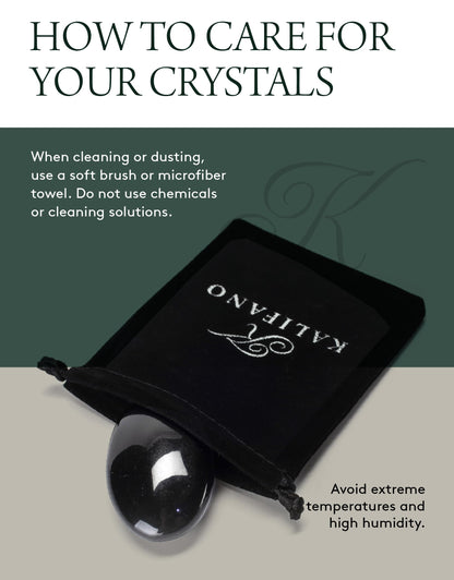 KALIFANO Obsidian Palm Stone with Healing & Calming Effects - High Energy Obsidiana with Information Card - Reiki Worry Crystal Used for Detoxification (Family Owned and Operated)
