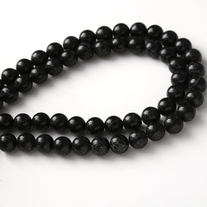 Black Turquoise Stone Beads for Jewelry Making Gemstone Round Crystal Bracelet Necklace 1 Strand 15.5inch 35PCS 10MM
